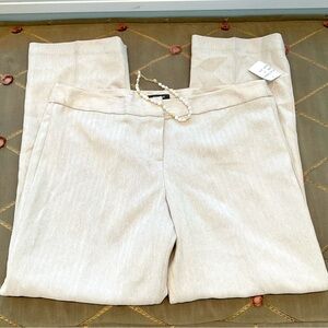 Larry Levine Pants Wide Leg High Rise Herringbone Cream Tan Plus NWT (18)